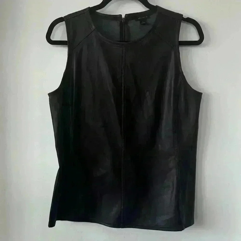 Ann Taylor Faux Leather Bordeaux top